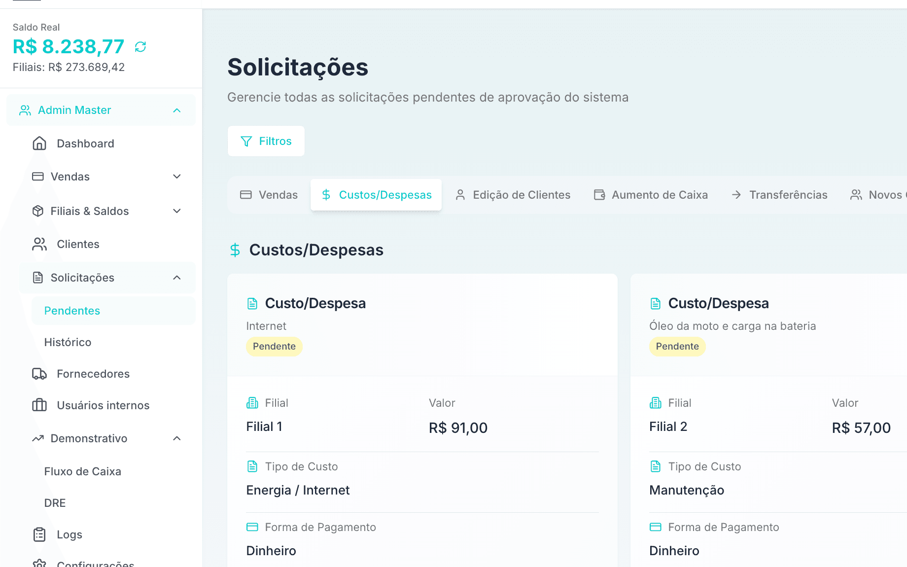 Liberação aprovada no painel DFY